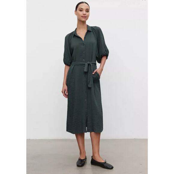 Velvet by Graham & Spencer Breana cotton gauze button-front midi dress - Picture 1 of 11